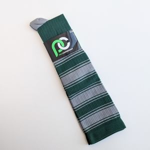 Pro Compression Marathon Green Grey Striped Socks